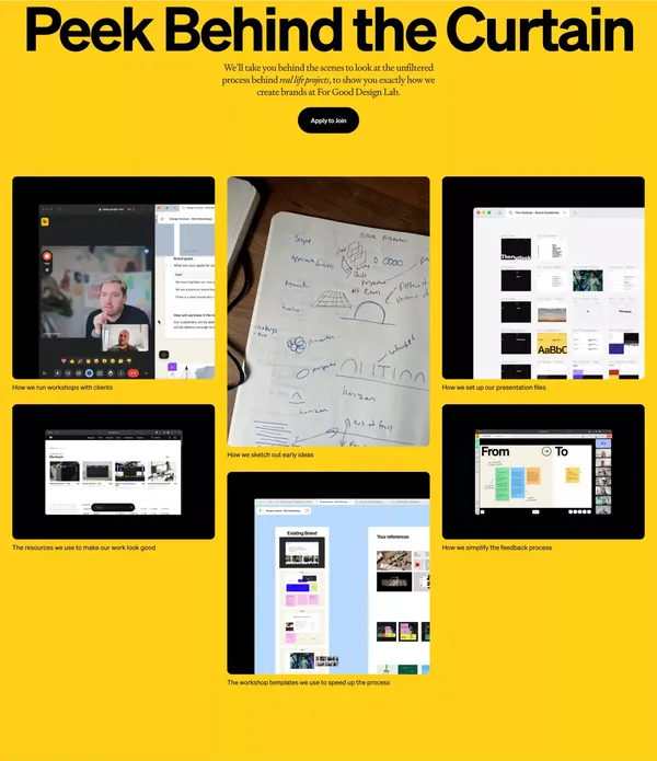 Brand Process Playbook by For Good Design Lab - Landing design inspiration