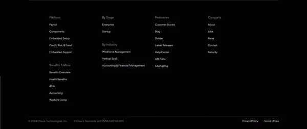 Embedded Payroll for Platforms | Check - Landing design inspiration