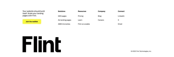 Flint | Autonomous websites. Launch landing pages fast. - Landing design inspiration