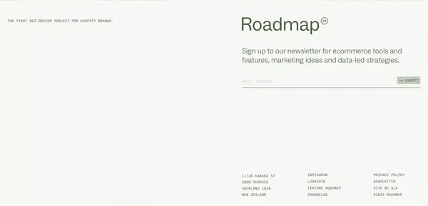 Roadmap | The first ROI-driven Toolkit for Shopify brands. - Landing design inspiration