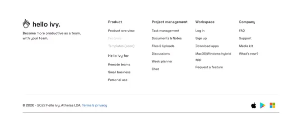 hello ivy - Project management and team communication software - Landing design inspiration
