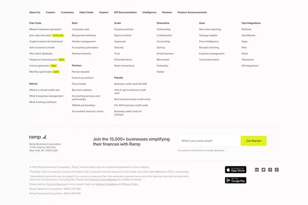 Ramp | Corporate Cards and Finance Automation That Scales - Landing design inspiration