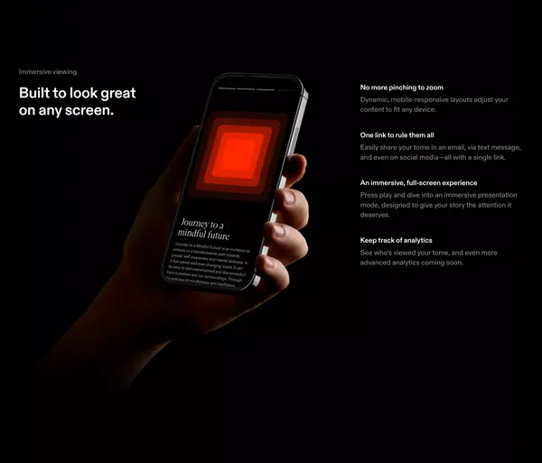 Tome - AI-powered storytelling - Landing design inspiration