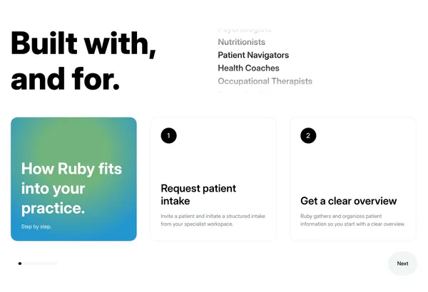 Ruby – Structured Cancer Survivorship Care - Landing design inspiration