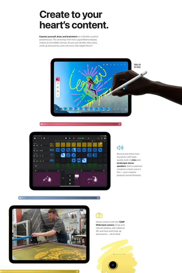 iPad 10.9-inch (10th generation) - Apple - Landing design inspiration