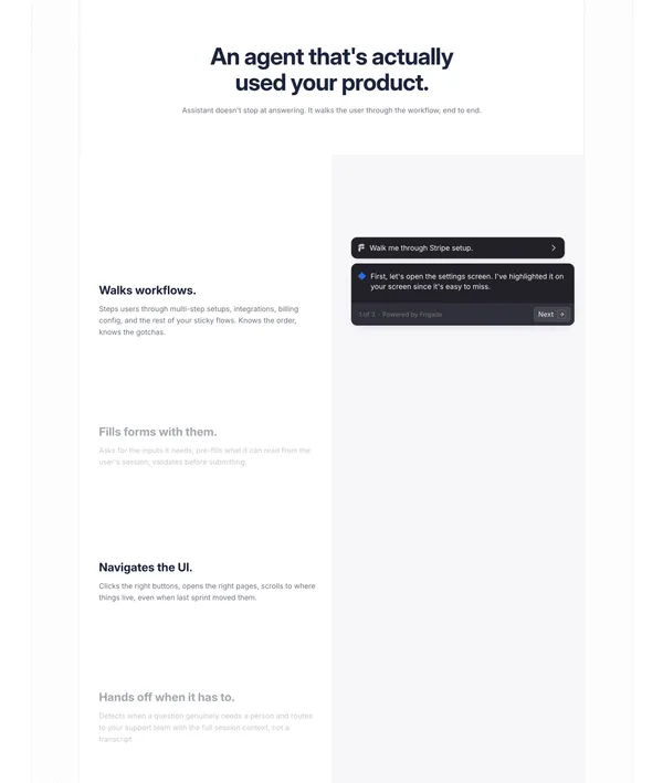 Frigade AI - The future of product adoption - Landing design inspiration