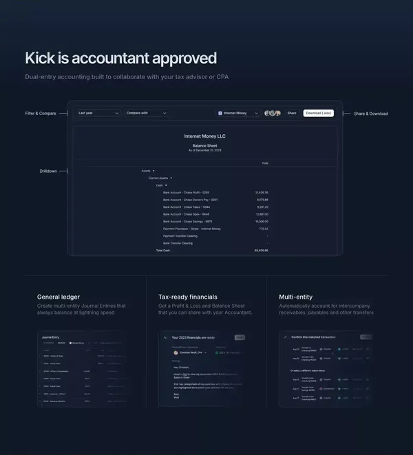 Kick | Self-Driving Bookkeeping - Landing design inspiration