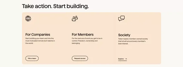 Teamway | The member-owned tech society - Landing design inspiration