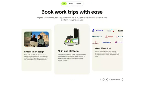 Corporate Travel Management & Business Travel Services - Landing design inspiration