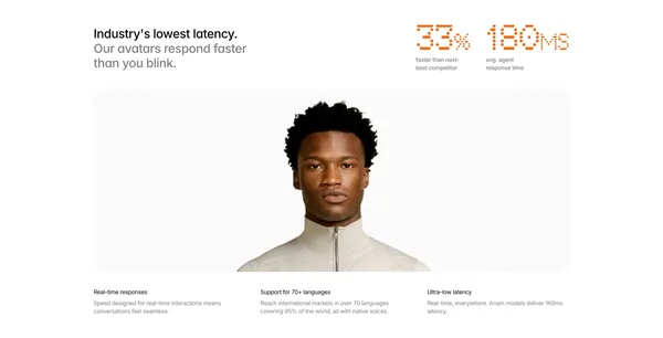 Anam - Real-Time Interactive AI Avatars API - Landing design inspiration