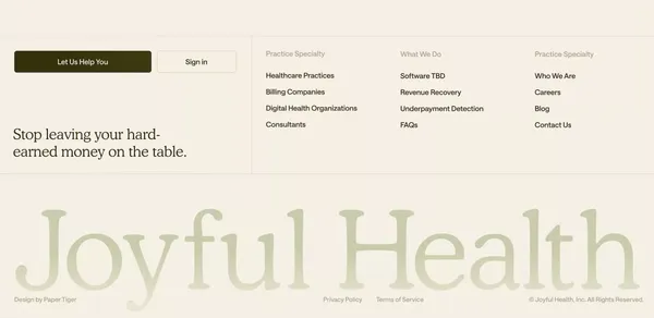 Joyful Health | Revenue Recovery For Practices - Landing design inspiration