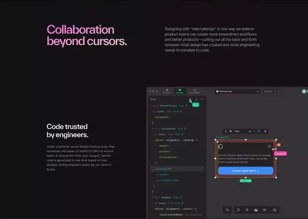 Play · Design mobile apps with the power of iOS & SwiftUI - Landing design inspiration
