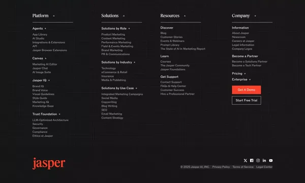 AI that’s built for marketing – Jasper - Landing design inspiration