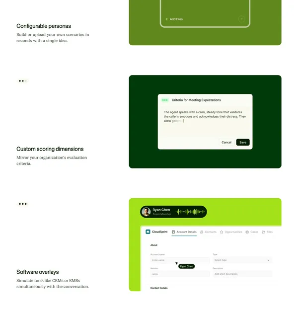ReflexAI | Contact Center Simulations & QA - Landing design inspiration