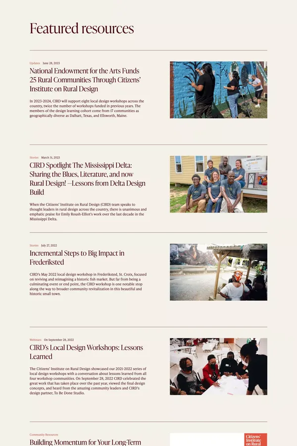 Citizens' Institute on Rural Design - Landing design inspiration