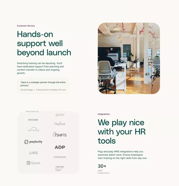 Opus - The training platform built for your frontline - Landing design inspiration