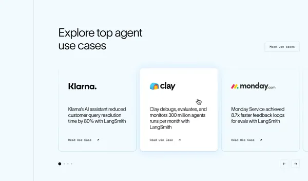 LangChain: Observe, Evaluate, and Deploy Reliable AI Agents - Landing design inspiration