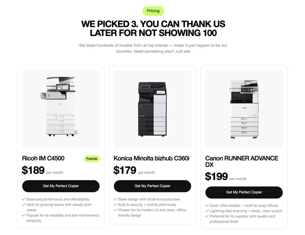 Quick Copies - Landing design inspiration