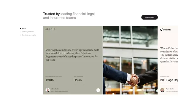 V7 Go | AI Agent Platform for Finance, Legal & Insurance - Landing design inspiration