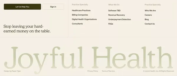 Joyful Health | Revenue Recovery For Practices - Landing design inspiration