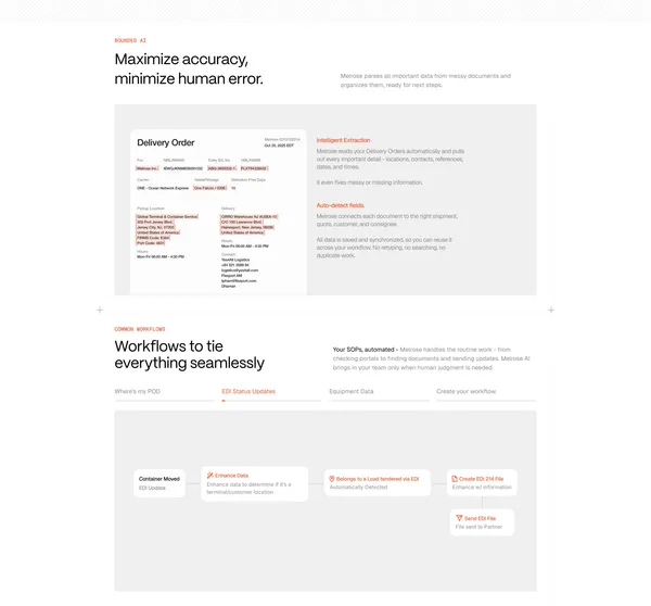 Melrose - Automate all your Logistics with AI - Landing design inspiration