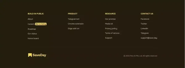 SaveDay - AI Bookmark Manager and Web Highlight - Landing design inspiration