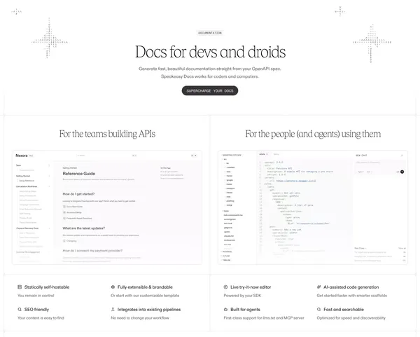 Generate MCP servers & SDKs from OpenAPI | Speakeasy - Landing design inspiration
