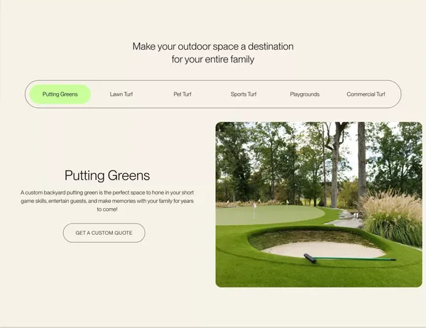 Custom Putting Greens & Artificial Turf in Nashville | 615 Turf - Landing design inspiration