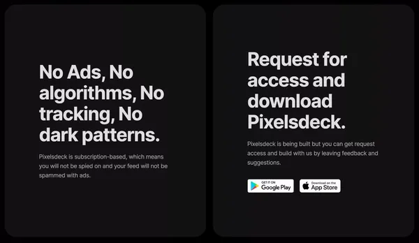 Pixelsdeck - Landing design inspiration