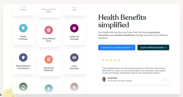 Employee Health Insurance and Benefits Platform | Nova Benefits - Landing design inspiration