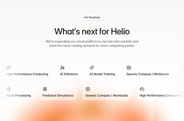 Helio: Powering a Brighter Cloud - Product page design inspiration