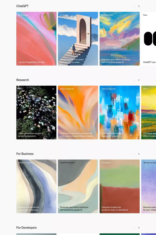 OpenAI - Landing design inspiration