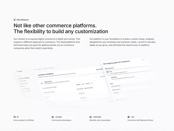 Medusa - World's most flexible commerce platform - Landing design inspiration