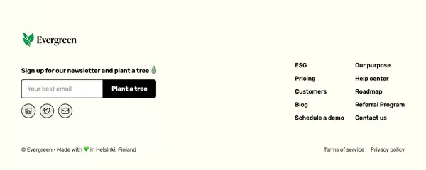 Evergreen | Give recognition and plant trees - Landing design inspiration