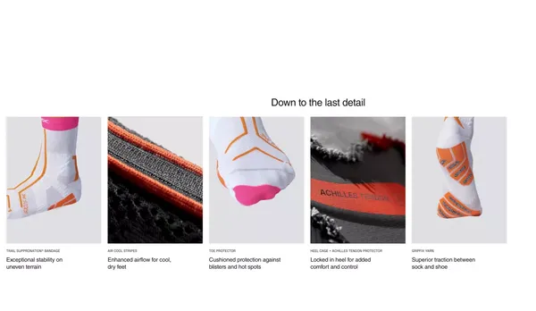 X-Bionic TerraSkin X00/C â Trail running sock and shoe system - Landing design inspiration