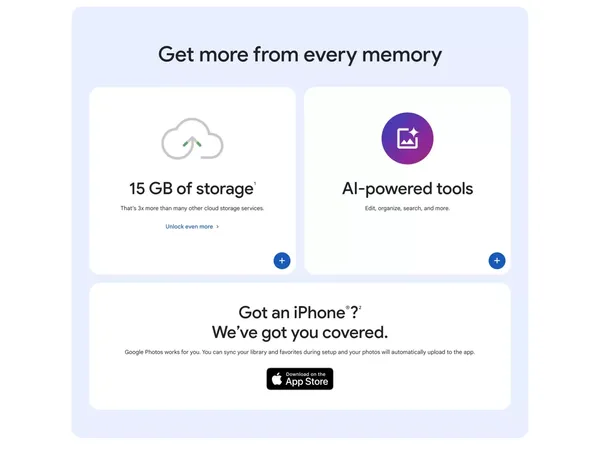Google Photos - Landing design inspiration