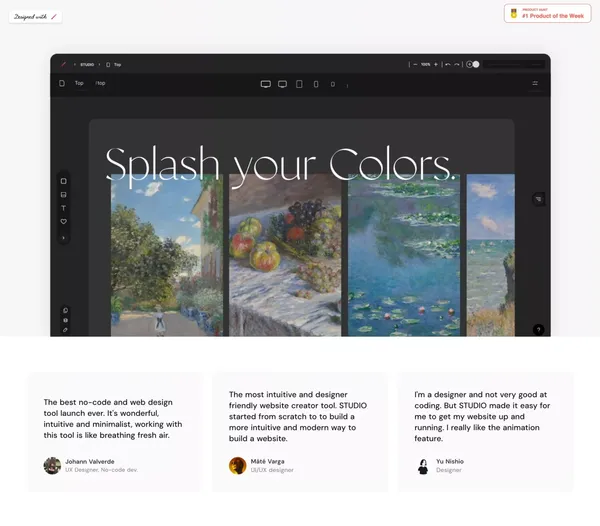 STUDIO | Say hello to your new site. - Landing design inspiration