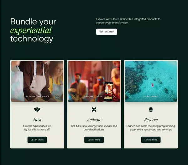 Way | The all-in-one experiential platform - Landing design inspiration