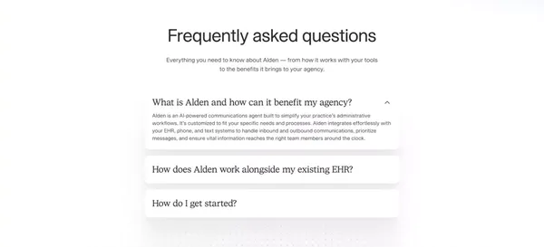 Alden | AI assistants for home care - Landing design inspiration