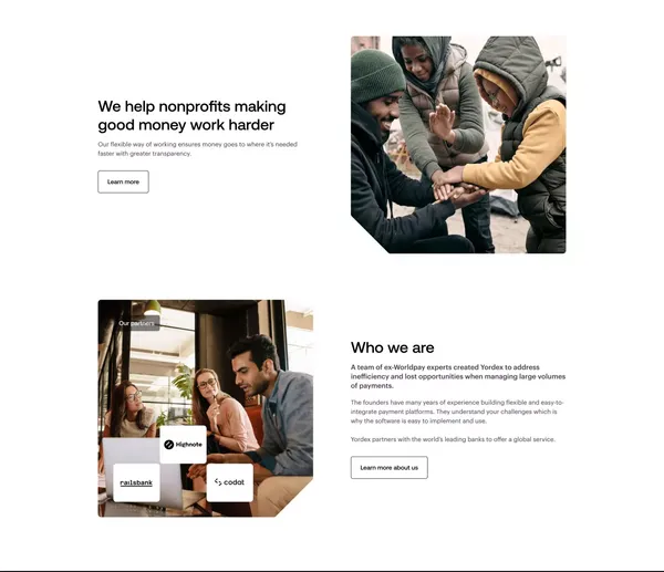 Yordex | Embedded payments - Landing design inspiration