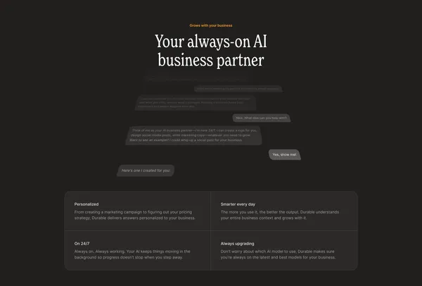 Durable AI Website Builder and Small Business Software - Landing design inspiration
