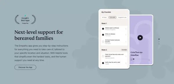 Support for Loss | Empathy - Landing design inspiration