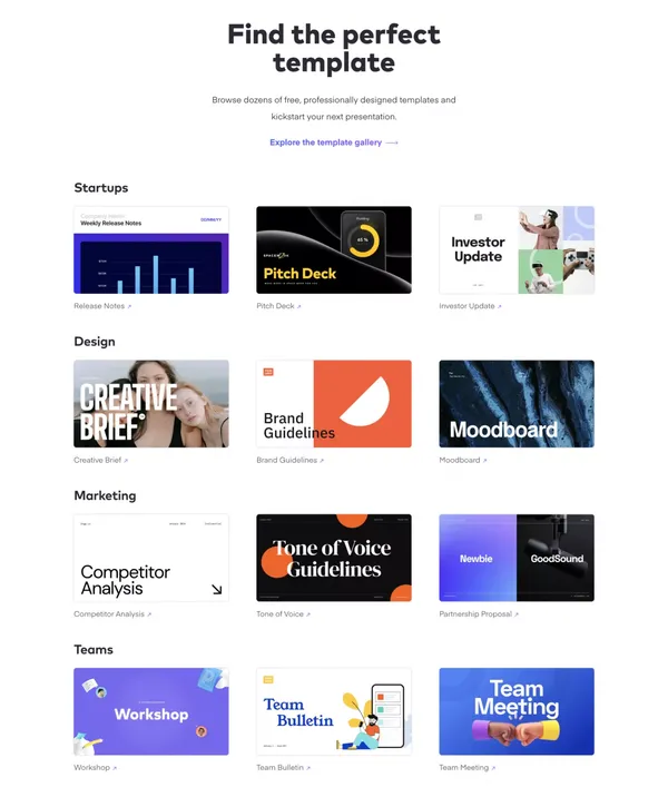 Pitch | Collaborative presentation software for modern teams - Landing design inspiration