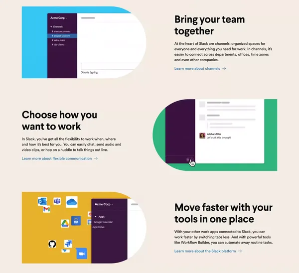 Slack is your digital HQ | Slack - Landing design inspiration