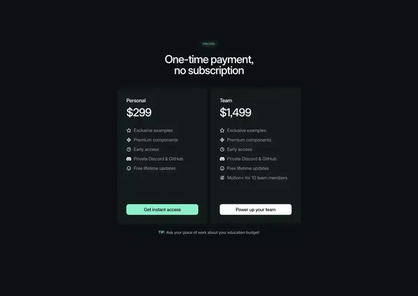 Motion+ — Level up your animations with the all-in membership - Landing design inspiration