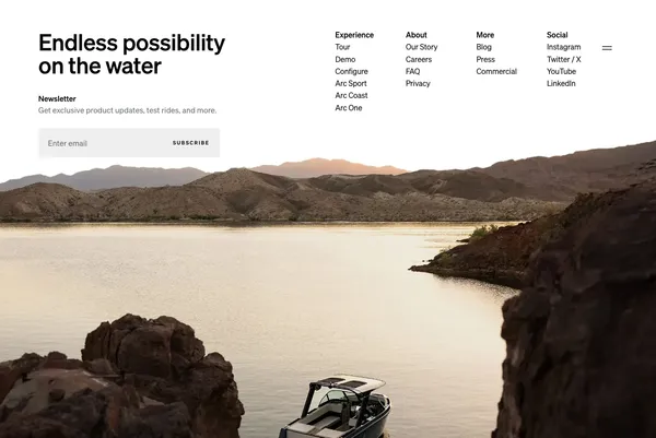 Arc - 100% Electric Boats - Landing design inspiration