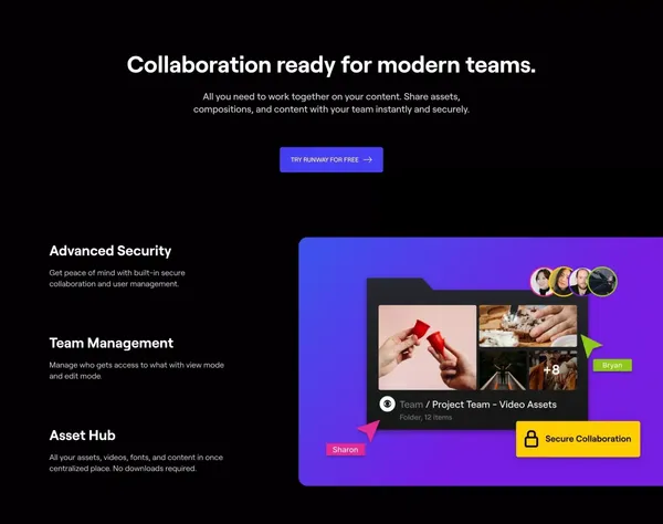 Runway - Online Video Editor | Everything you need to edit video, fast. - Landing design inspiration