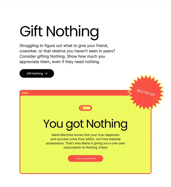 Get Nothing - Landing design inspiration