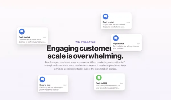 Talk, AI-powered omnichannel engagement platform | Ortto - Landing design inspiration