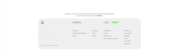 Sublime — A second brain with a soul - Landing design inspiration